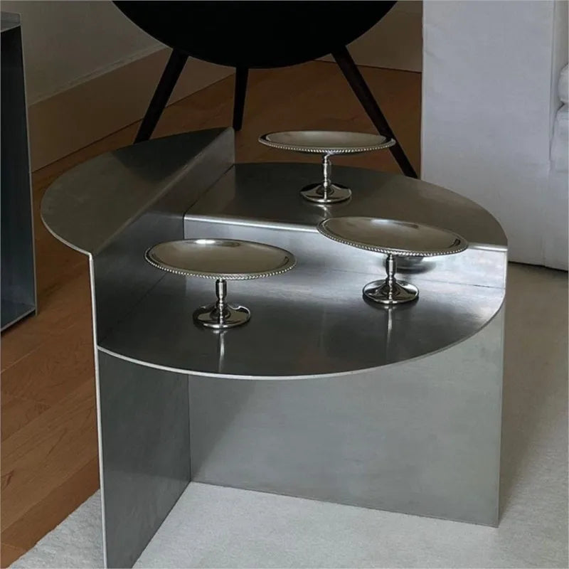 MOMO Stainless Steel Coffee Table Wabi-sabi Style Round Metal Coffee Table Korean Netflix Designer Models Side Table